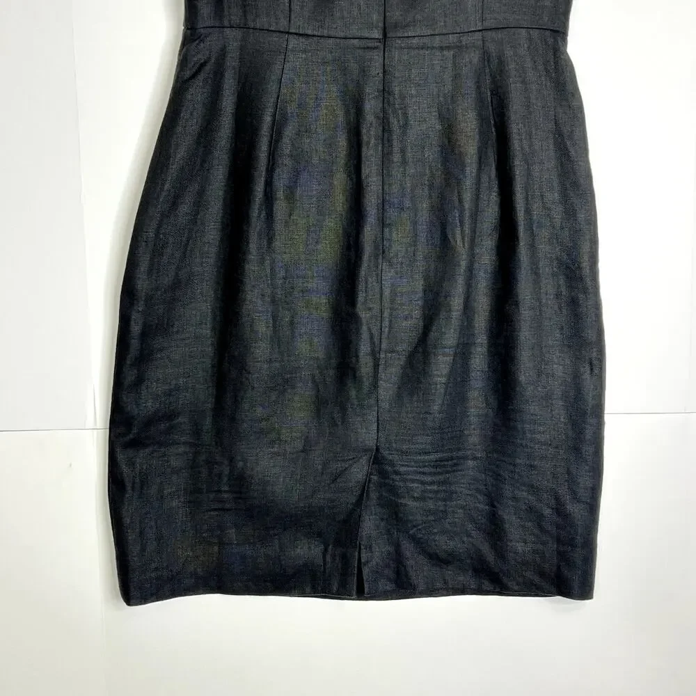 J Crew Drape Knot Sheath Dress Irish Linen Sleeveless Black Womens 6